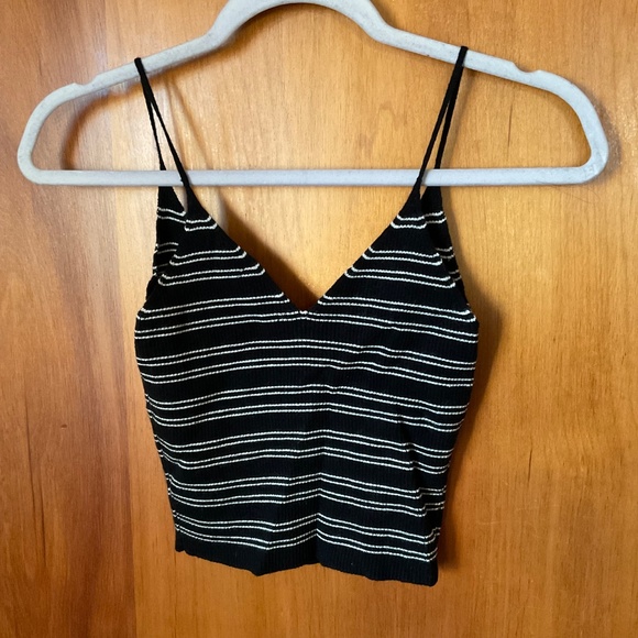 PacSun / Kendall and Kylie Tank Top Knit Black White Stripe NWT - Picture 2 of 10